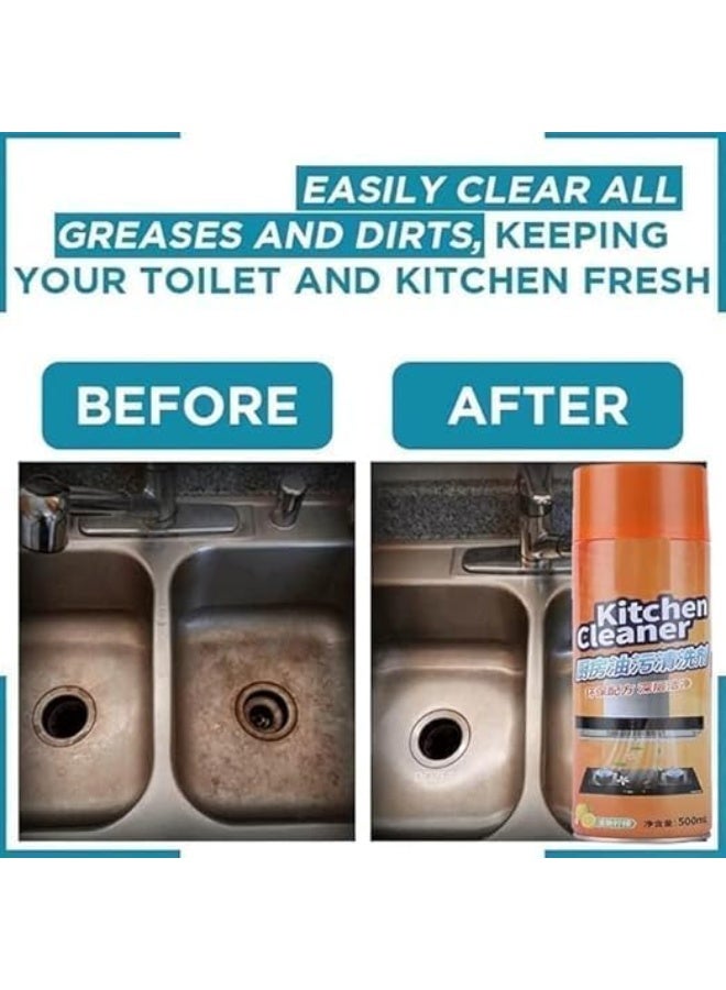 Non-toxic, fast-drying, multi-purpose bubble foam cleaning spray removes oils, grease, and stains from the kitchen, chimney, oven, grill, tiles, and sink surfaces. 500ml - Image 3